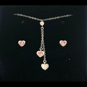 Matching Swarovski Pink Heart stud earrings and heart necklace